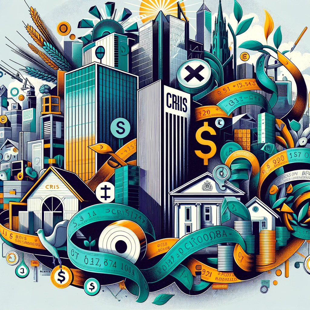 Imagem de capa para artigo sobre crédito privado, destacando símbolos de CRIs, CRAs e debêntures com a moeda brasileira, simbolizando o investimento no mercado brasileiro.